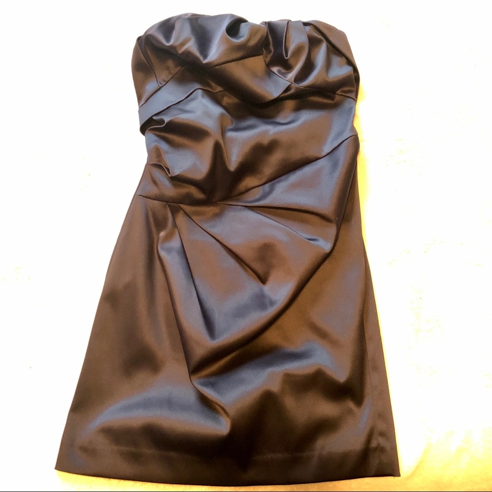 Navy Blue Strapless Cocktail Dress